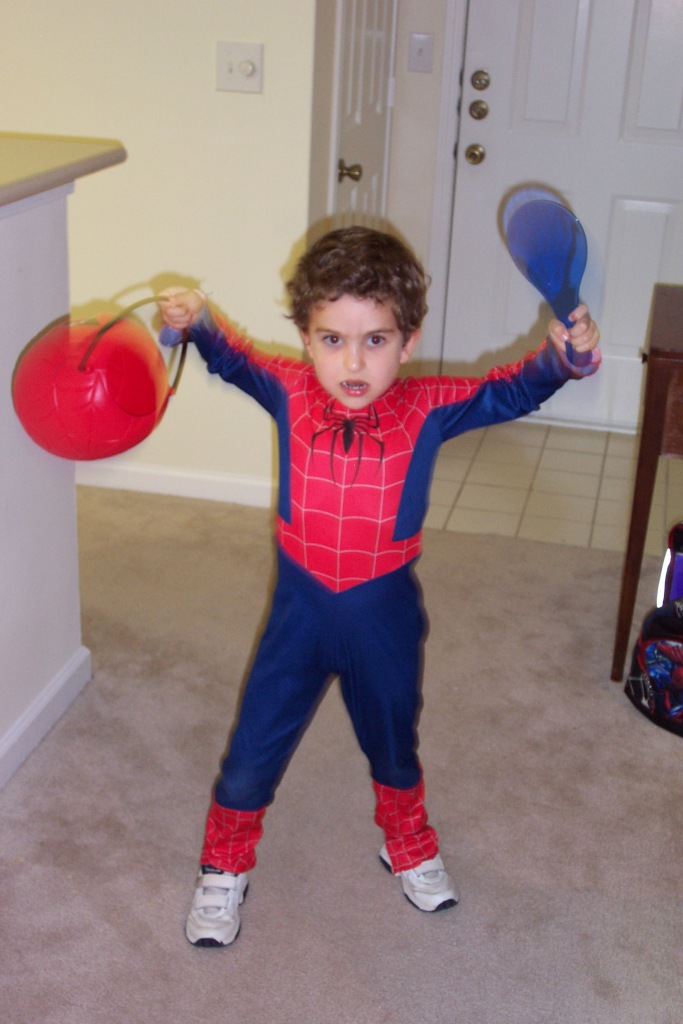 The author, Eddie Woodhouse, as a kid in a Spider-Man costume.